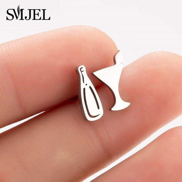 SMJEL Bohemia Mickey Earrings Women Kids Fashion Stainless Steel Leaf Pineapple Flower Stud Earings Tree Jewelry pendientes