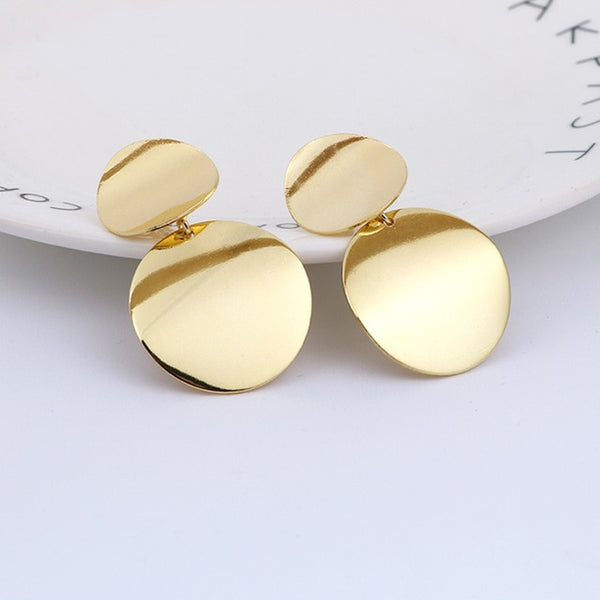 2019 Fashion Non Pierced Clip On Earrings Gold Black Metal Round Disc Statement Ear Clips for Women Bijoux Brincos Party Gift