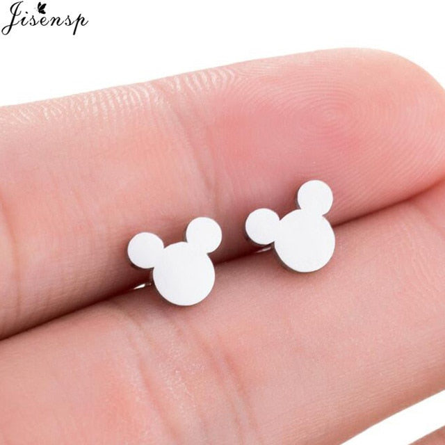 Jisensp Stainless Steel Ballet Earrings for Women Mickey Earing Fashion Tree of Life Stud Earring Girls Jewelry Kids Accessories