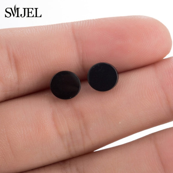 SMJEL Stainless Steel Earrings Mickey Women Men Hip hop Black Star Moon Stud Earring Fashion Jewelry Best Gift for Friend Girl