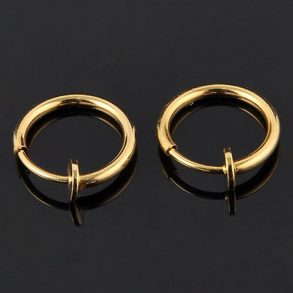 New LNRRABC 2pcs Invisible No Ear Hole Earrings Clip Nose Ring Belly Button Ring For Punk Wind Jewelry Accessories