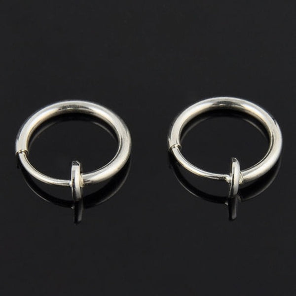 New LNRRABC 2pcs Invisible No Ear Hole Earrings Clip Nose Ring Belly Button Ring For Punk Wind Jewelry Accessories