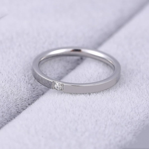 KNOCK Top Quality Concise Zircon Wedding stainless steel material Rose Gold Steel color Ring Never Fade  Jewelry