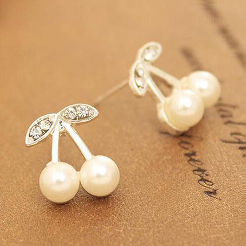 Earrings For Women Pearl Cute Fashion Girls Animal Jewelry Trend Rabbit Flower Heart Silver Fruit Cherry Butterfly Classic