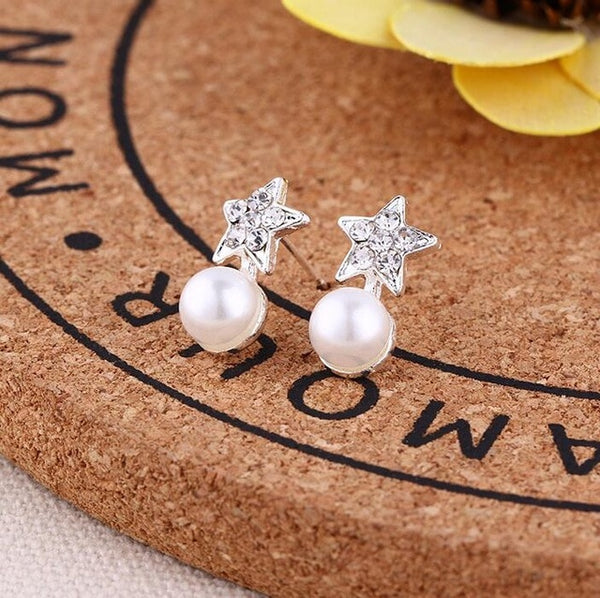 Earrings For Women Pearl Cute Fashion Girls Animal Jewelry Trend Rabbit Flower Heart Silver Fruit Cherry Butterfly Classic