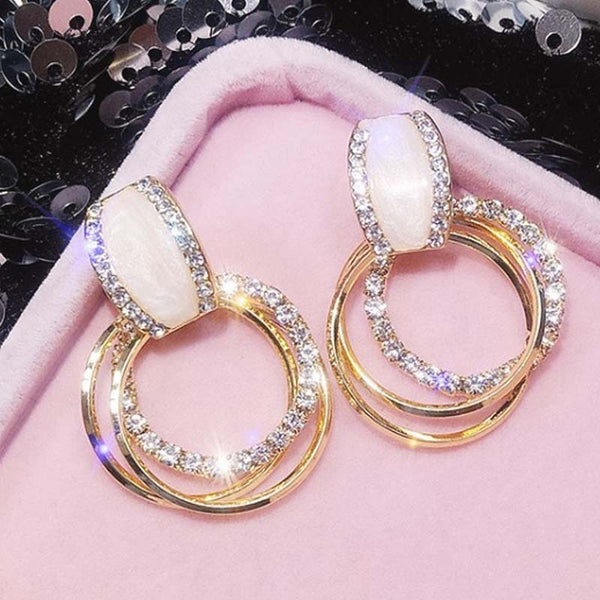 New design fashion hanging earrings geometric round shiny rhinestone earrings women's jewelry wholesale