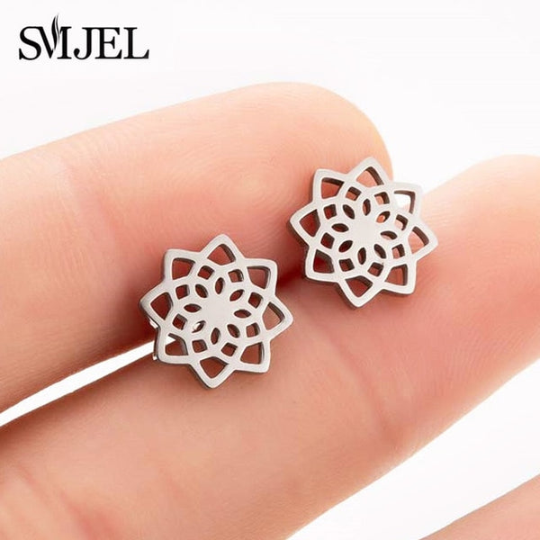 SMJEL Multiple Stainless Steel Stud Earrings for Women Girls Fashion Minimalist Skull Ghost Music Earrings Jewelry Punk Gifts