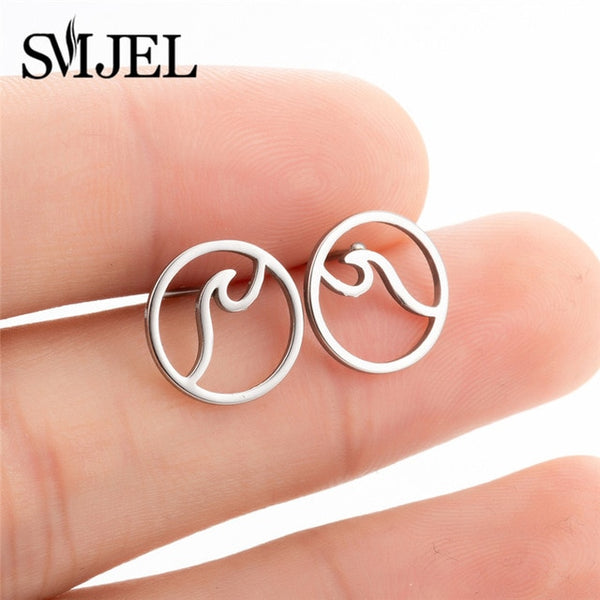 SMJEL Multiple Stainless Steel Stud Earrings for Women Girls Fashion Minimalist Skull Ghost Music Earrings Jewelry Punk Gifts