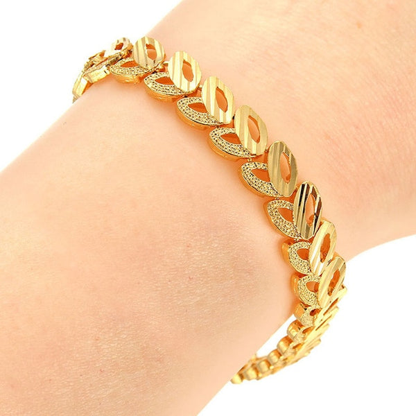 Trendy Plated 24K Gold Multi shape Punk Bracelet Curb Cuban Chain Gold Color Bracelets Bangle For Men Women Jewelry Gifts